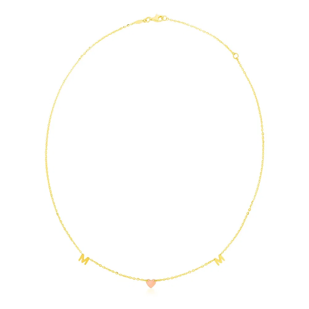 14 Karat Gelb und Rosegold Mama Halskette
