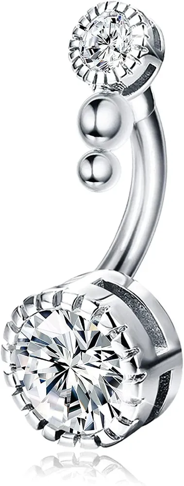 Edelstahl 14G Bauchknopfringe für Frauen rund österreichisches Zirkonia Bauch Nabelringe kurzer Bauch Piercing Schmuck