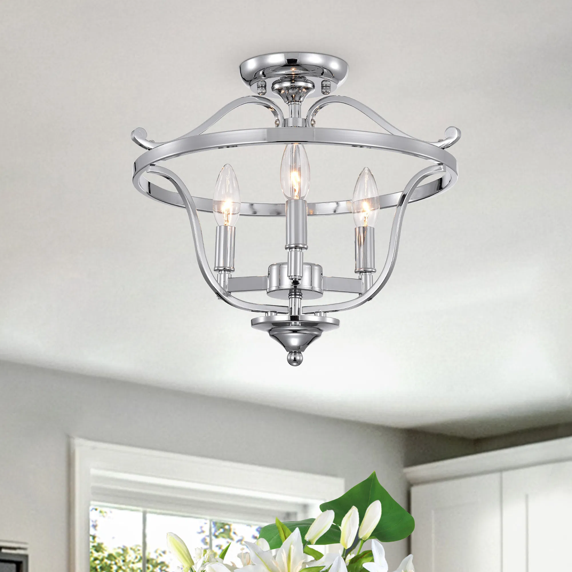 Karl Chrome 3 - Licht Semi-Flush - Mount-Licht