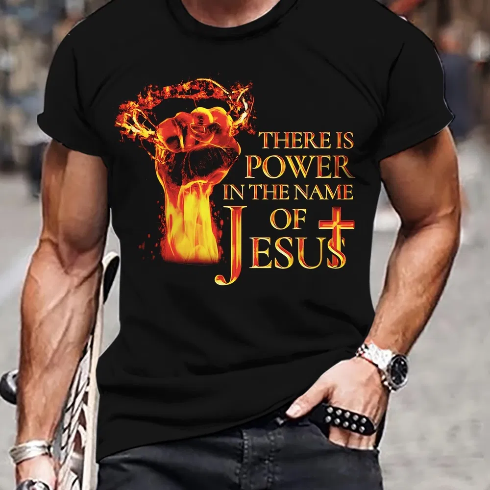 Men 's Fist Print T-Shirt, Casual Kurz Ärmel Round Neck T-Shirt, Outdoor Herren Kleidung