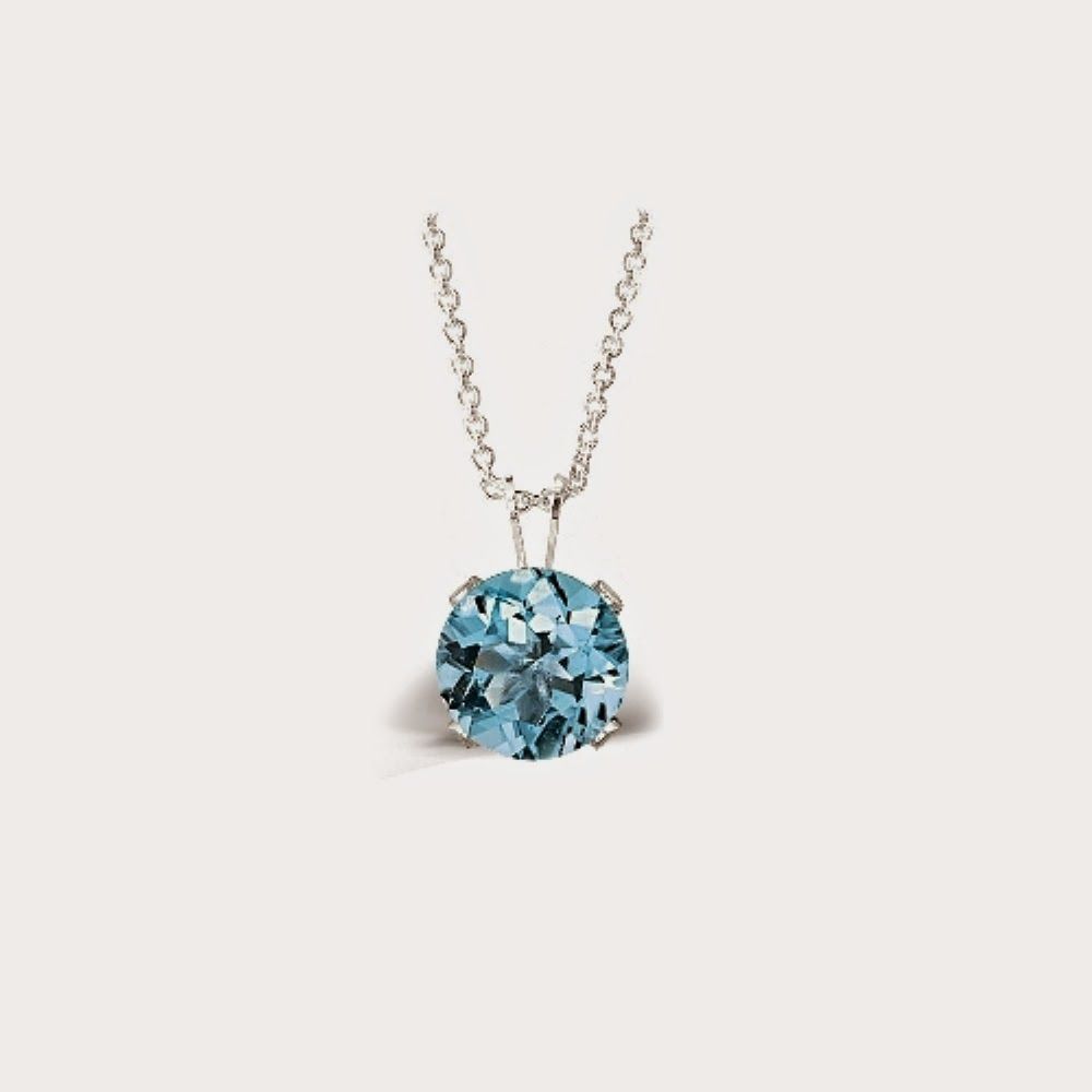 Sterling Silber Blau Topaz Runde Solitaire Halskette