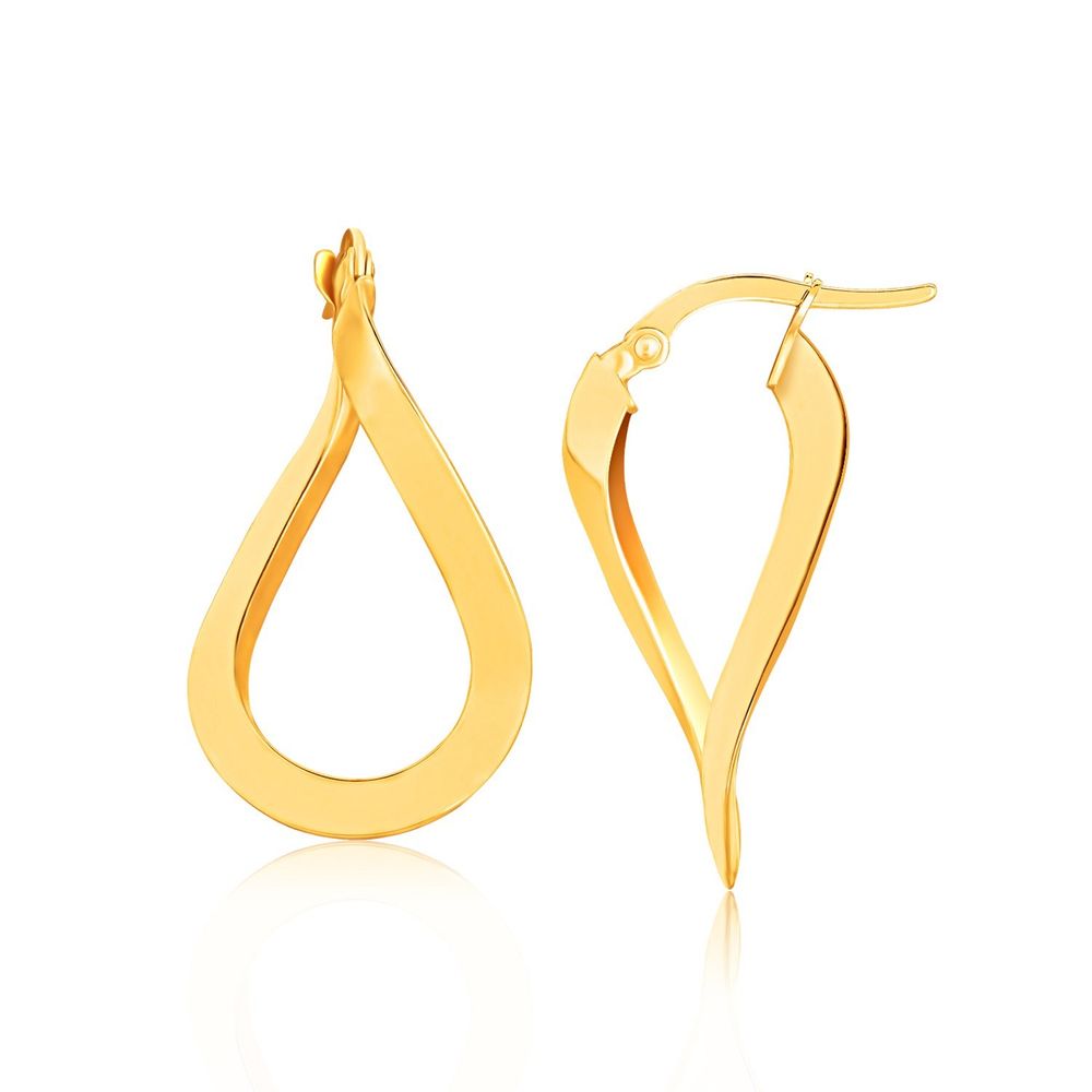 10 Karat Gelbgold Flat Polished Twisted Hoop Ohrringe