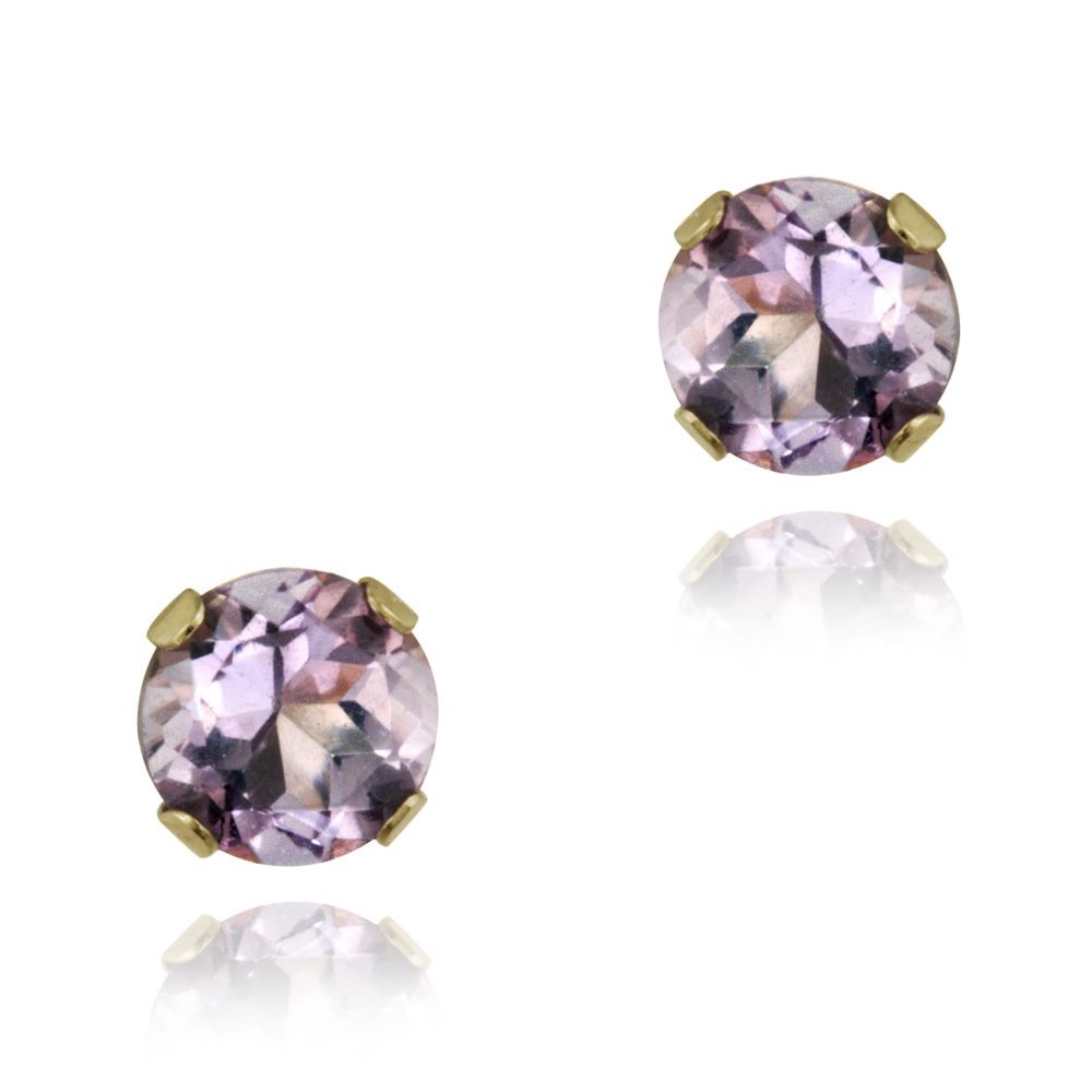 18 Karat Gold über Sterling Silber 1 / 2 Karat Amethyst Stud Ohrringe, 4 mm