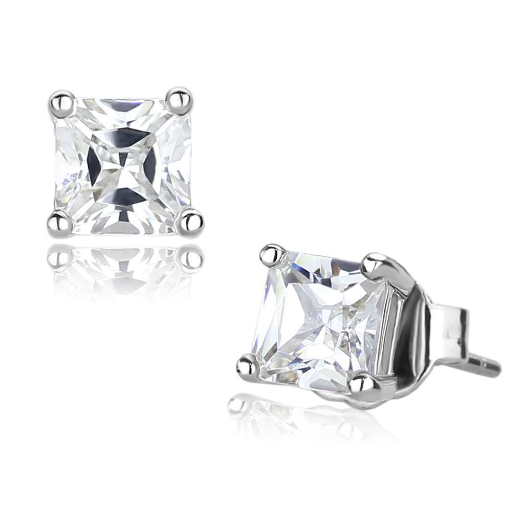 LO4084 - Rhodium-Messing - Ohrringe mit AAA-Klasse CZ in Clear