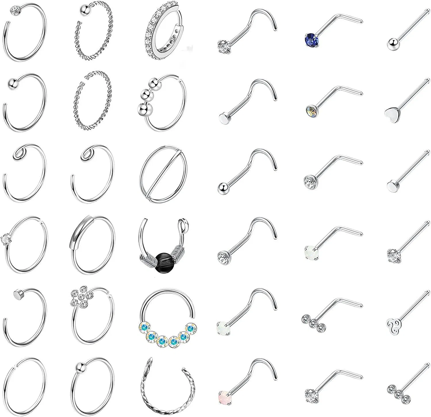 Nasenringe Schleife Chirurgische Edelstahl L Knochen Schraube geformte Nasenringe Studs hypoallergene Nasenloch Nasen Piercing für Frauen Männer