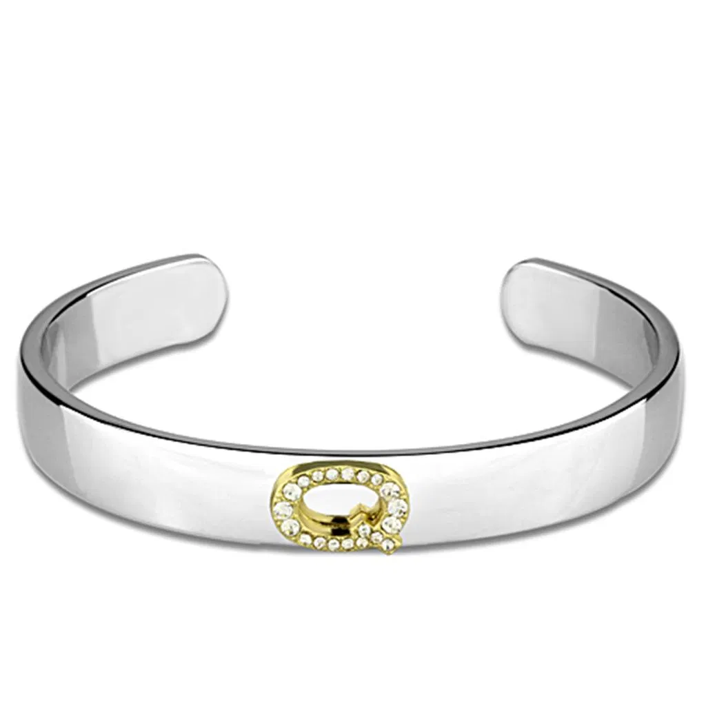 LO3627 - Umkehr Zwei-Ton - Weißmetall Armband mit Top-Grade - Kristall in Clear