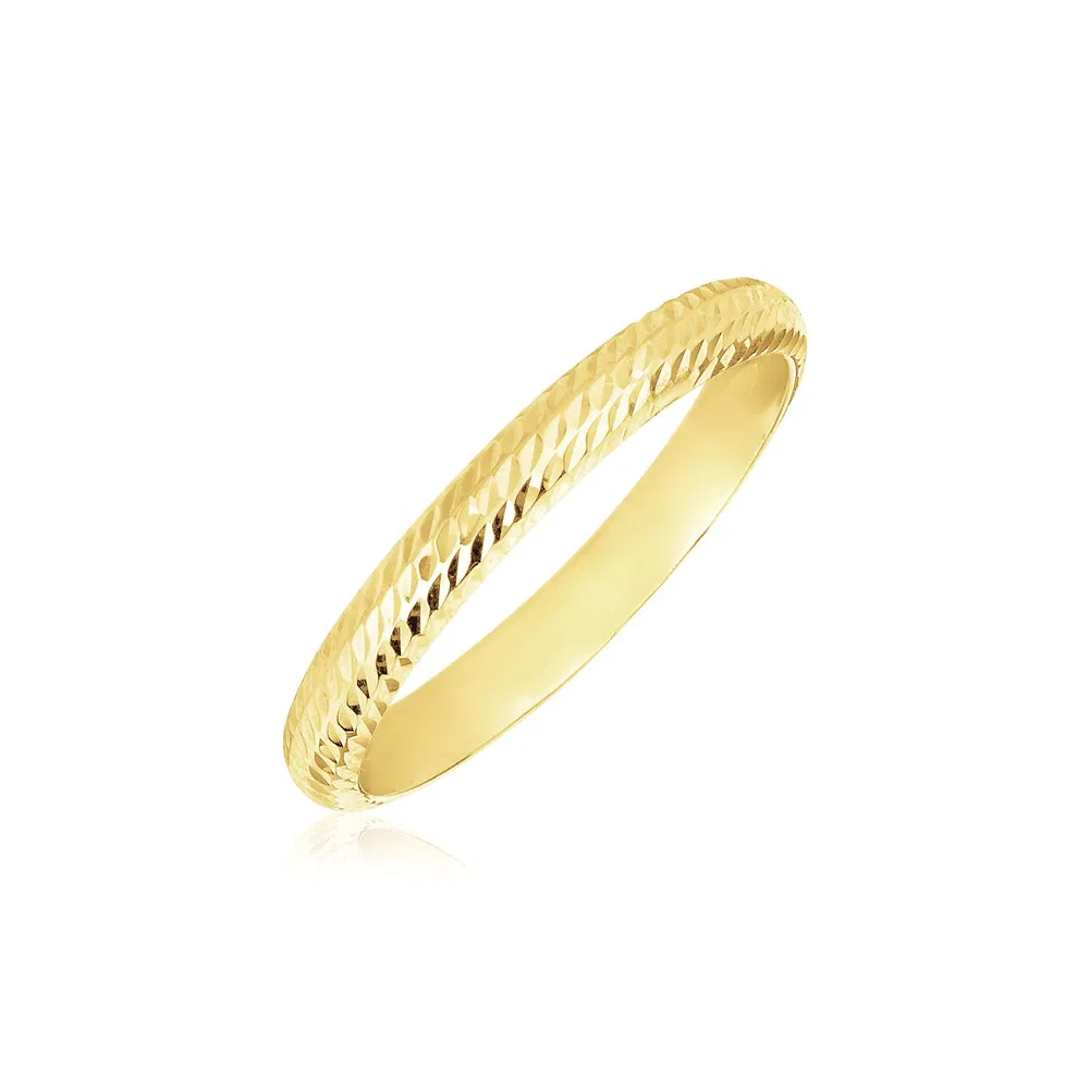 14 Karat Gelbgold Textured Comfort Fit Hochzeitsband