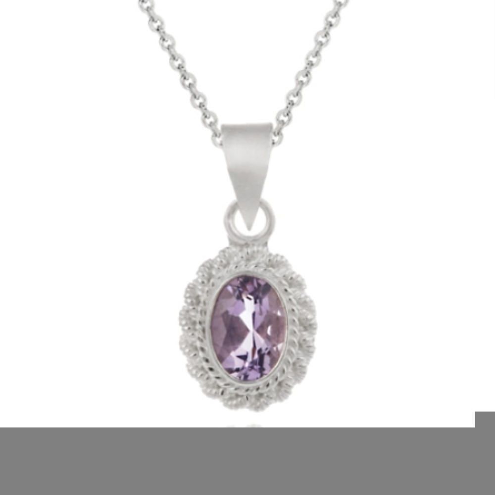 Sterling Silber Amethyst Oval Vintage Anhänger