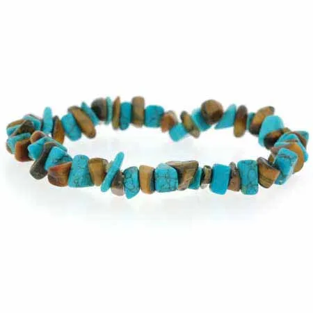 Echtes Tiger Eye und rekonstitutiertes Turquoise Chip Armband