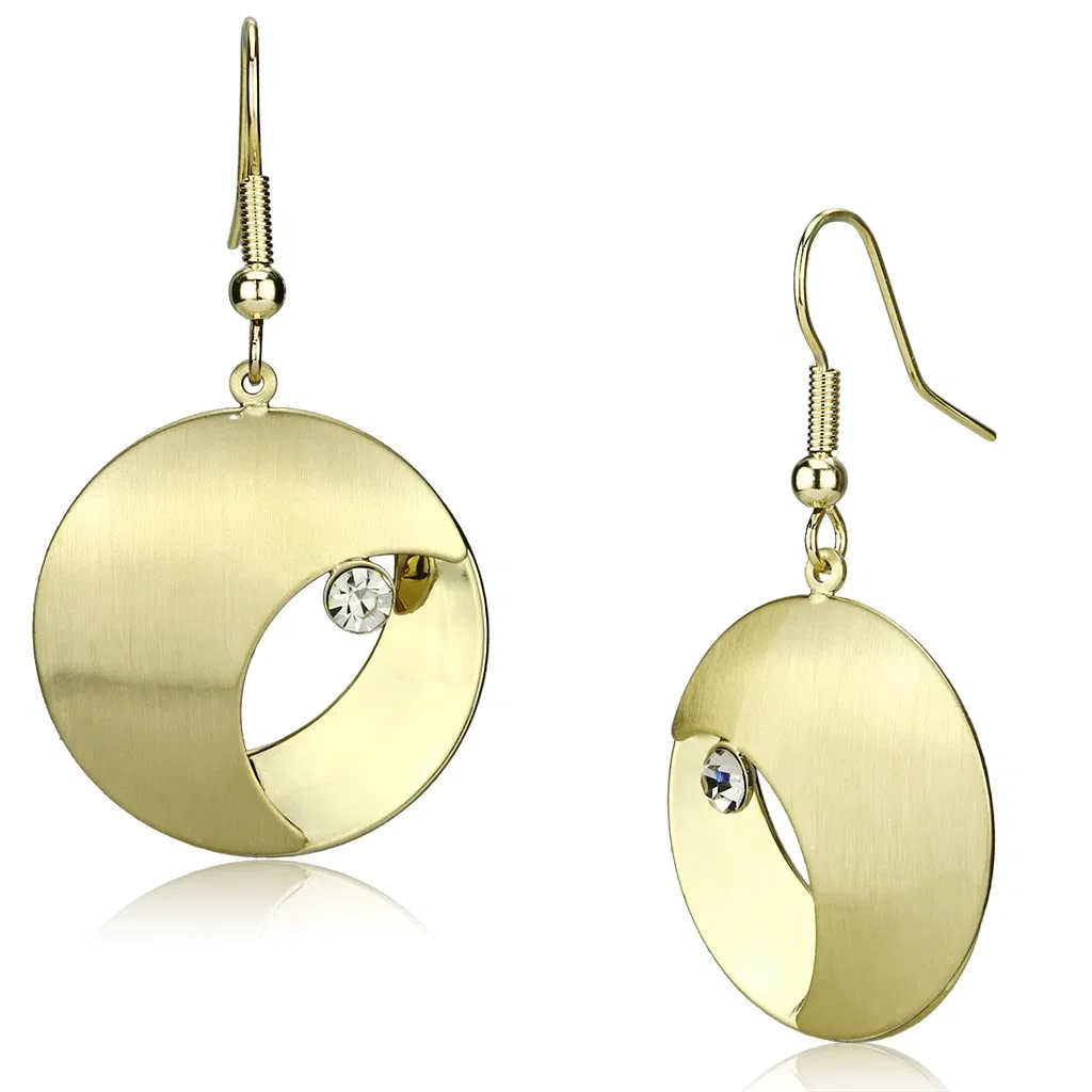 LO2738 - Matte Gold & Gold-Eisen - Ohrringe mit Top-Grade - Kristall in Clear