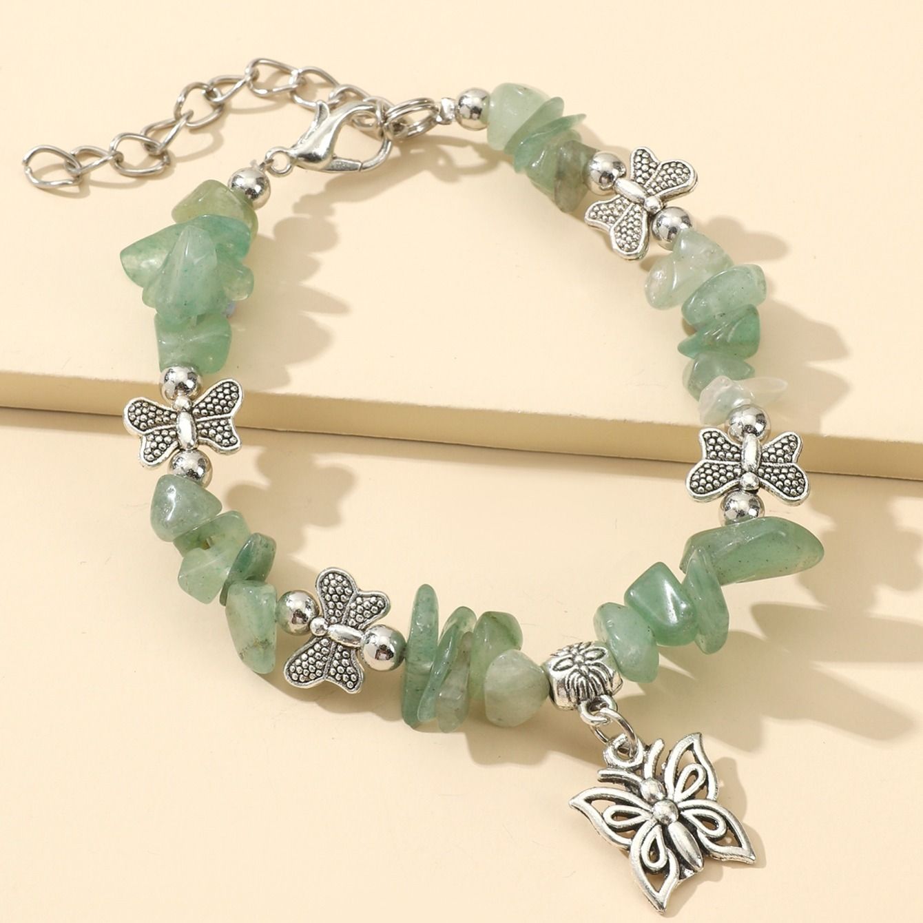 Natürliche Edelstein Perlen Schmetterlings-Hänger - Armband; Geburtsstein-Armband; Freundschaft-Armband St. Patrick 's Day Dekorationen