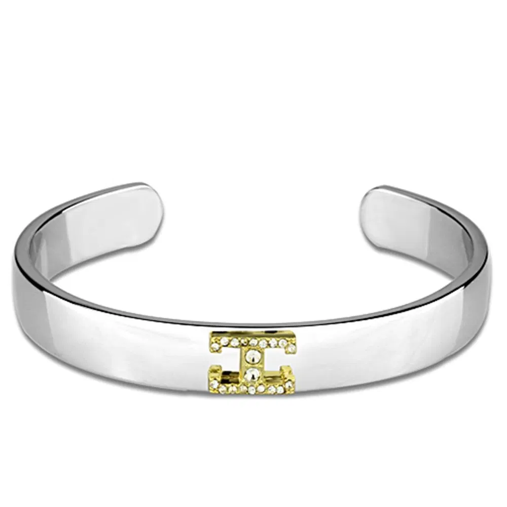 LO3619 - Umkehr Zwei-Ton - Weißmetall-Armband mit Top-Grade - Kristall in Clear