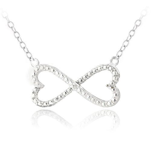 Sterling Silber Diamant Accent Infinity Hearts Halskette