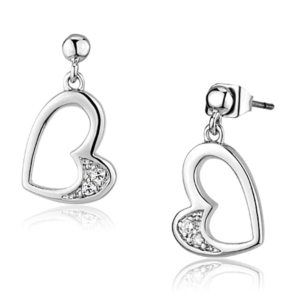 3W368 - Rhodium-Messing - Ohrringe mit AAA-Klasse CZ in Clear