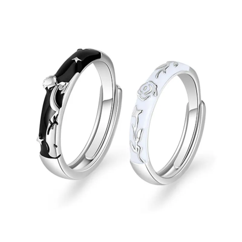 Prinz und Rose Paar Ring Mode einfacher Cartoon Ring