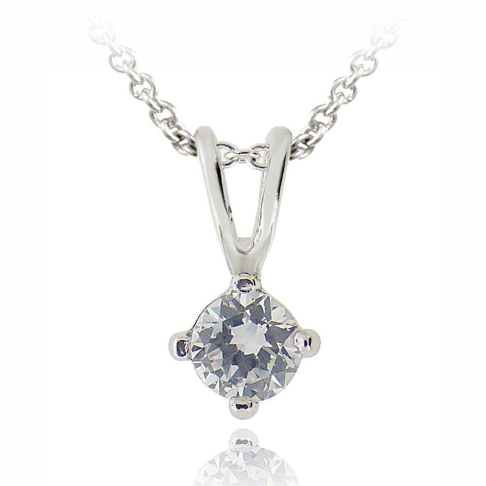 Silberton CZ Round Solitaire Halskette, 4mm