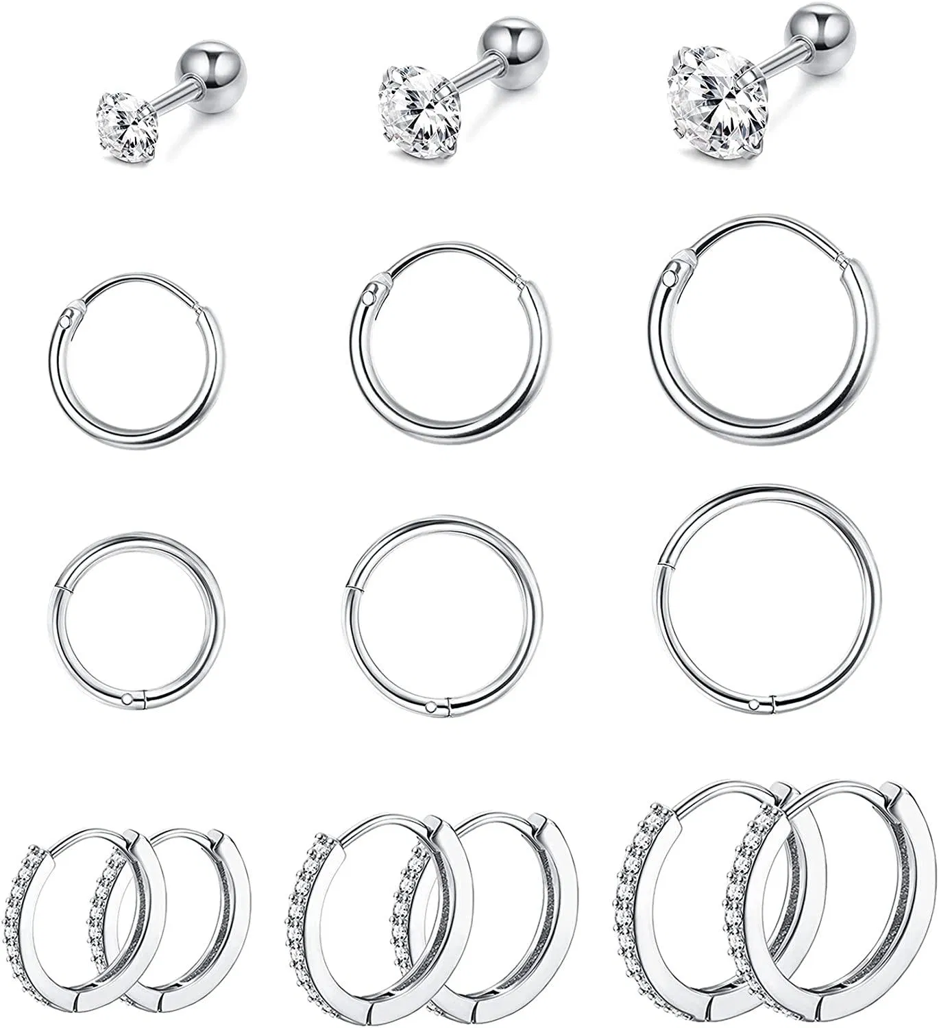 15pcs Edelknorpel-Schleife - Ohrringe Stud für Frauen Männer 16g Huggie-Ohrringe kleine kleine kleine Schleife-Ohrringe Daith Rook Tragus Helix Piercing