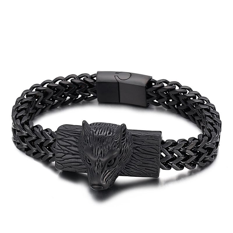 Mode Street Shooting Wolf Kopf Männer Titan-Stahl - Armband