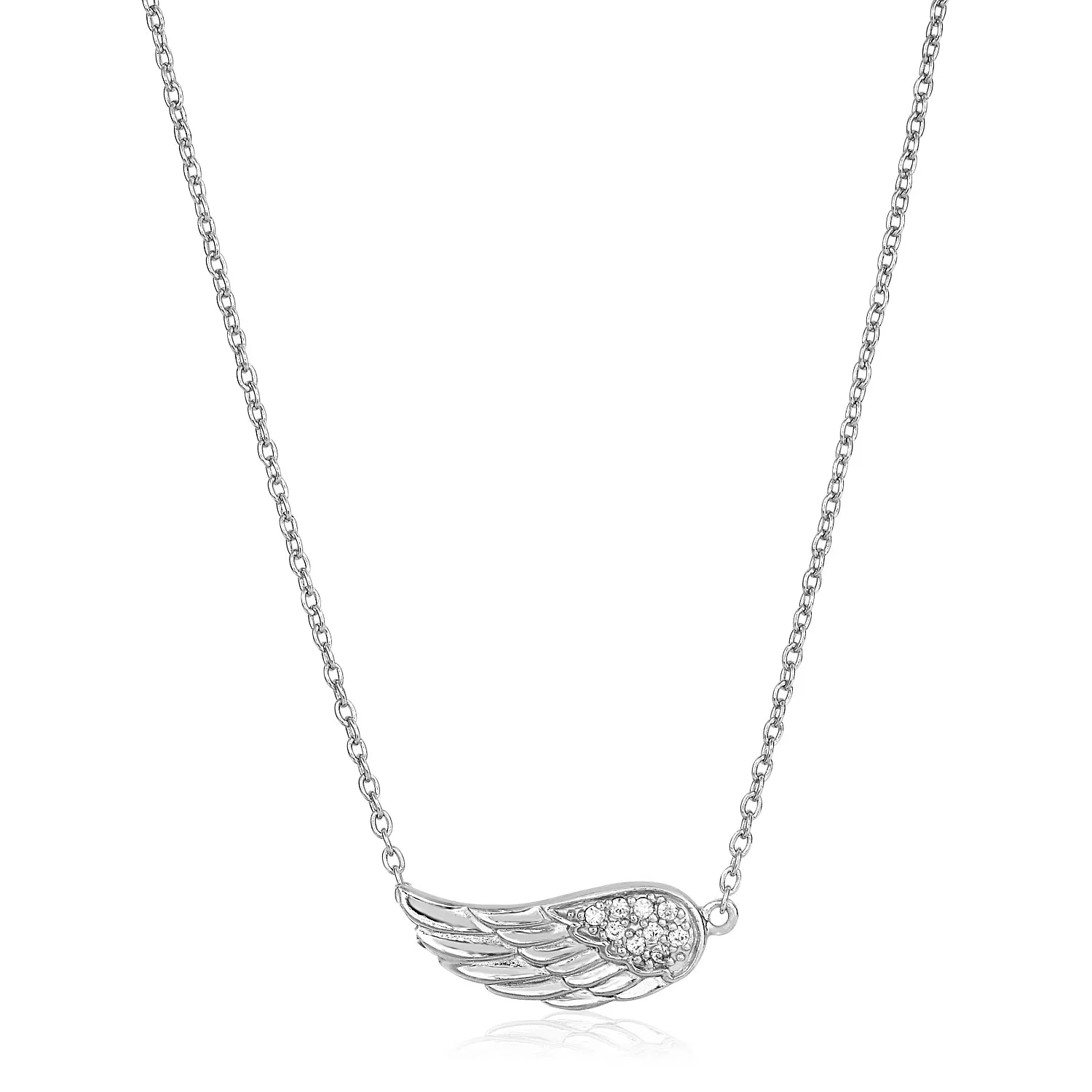 Sterling Silber Textur Angel Wing Halskette