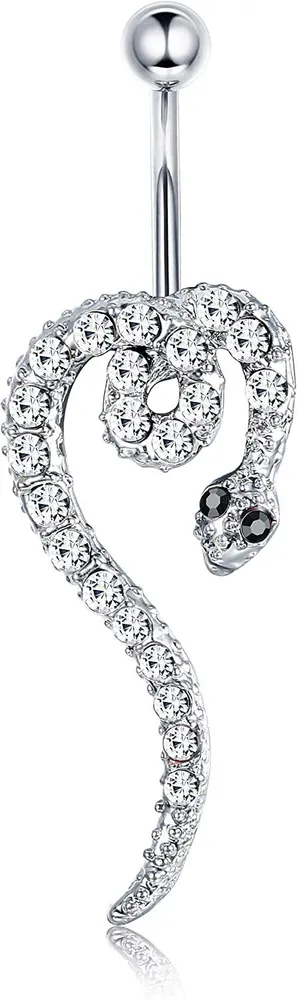 Snake Belly Button Ring Chirurgische Edelstahl 14G CZ Nabel Ringe Bauch Ringe Bauch Piercing für Frauen Mädchen Körper Piercing