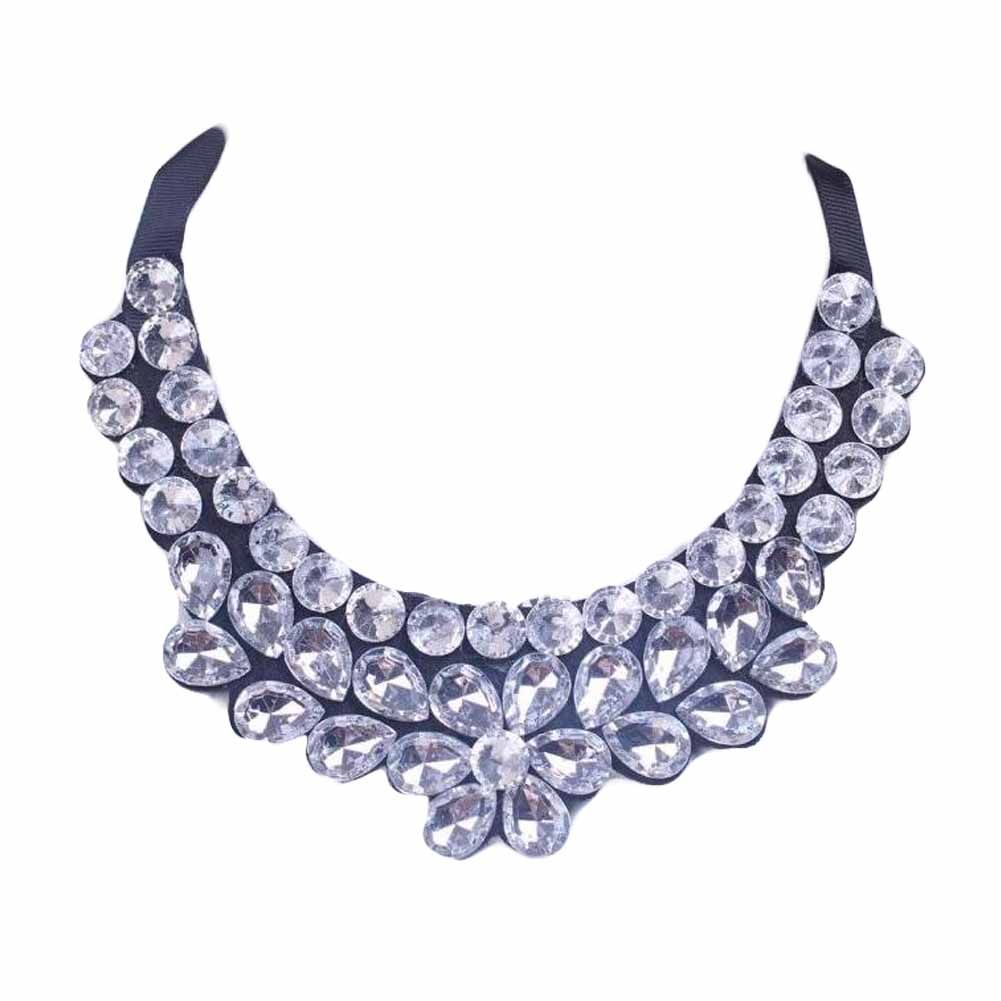 Weiße Blume Frauen Acryl Falsches Kragen Entfernbares Falsches Kragen Choker Halskette