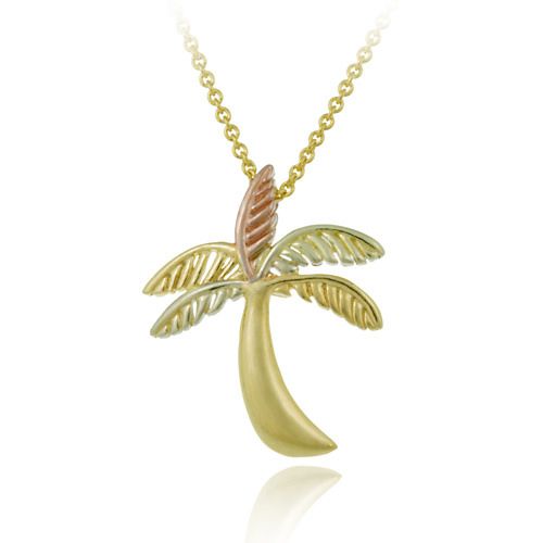 18 Karat Gold über Sterling Silber Zwei-Ton Palm Baum Anhänger