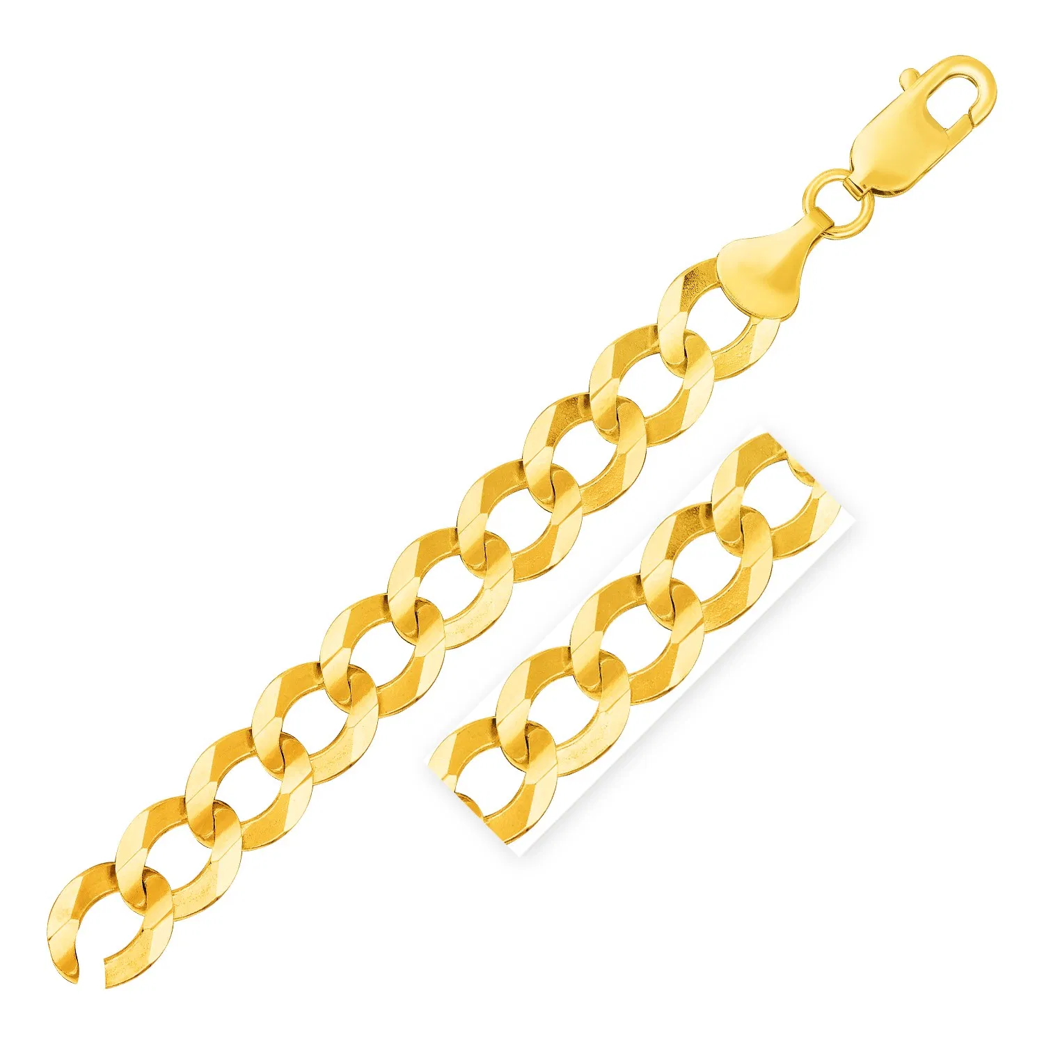 Solid Curb Chain in 14 Karat Gelbgold (12,18 mm)