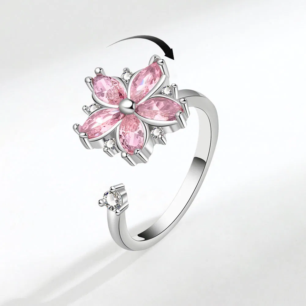 Zircon Flower Dekompression Anti Anxiety Ring Set