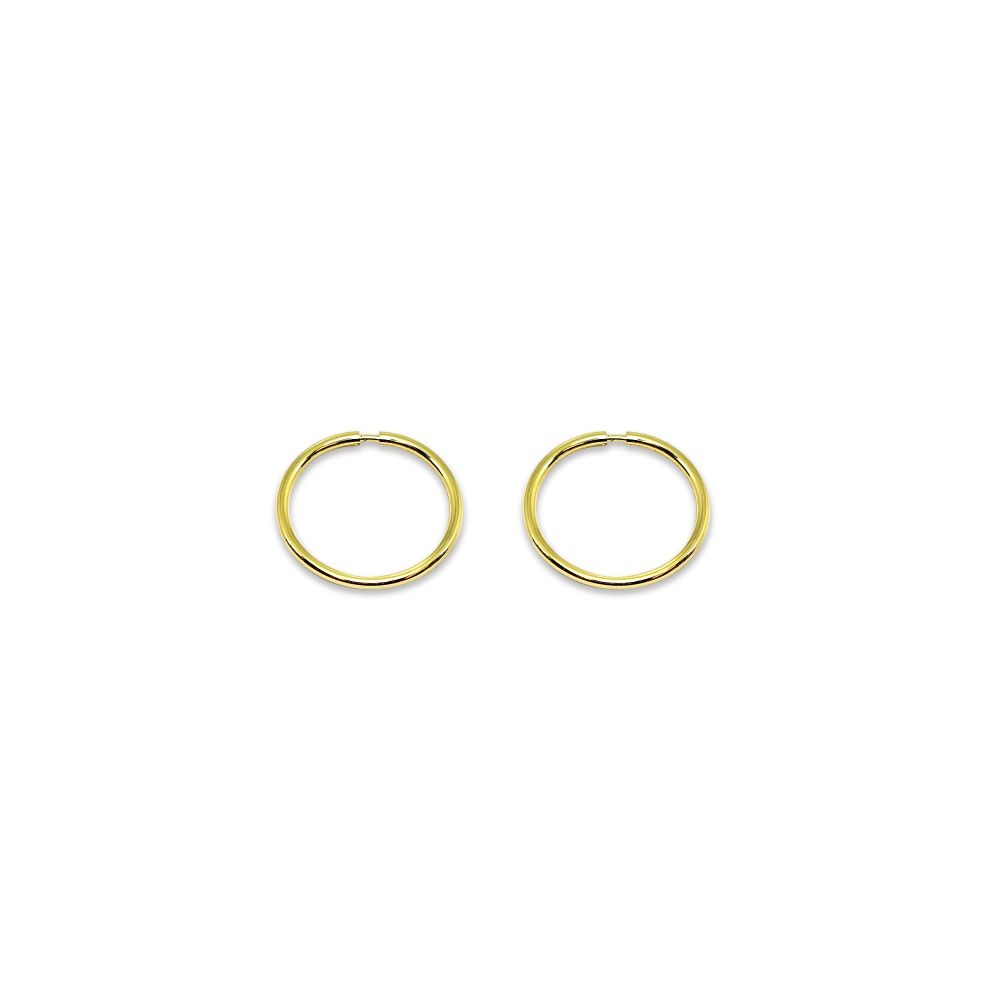 14K Gold Tiny Small Endless 10mm Round Thin Lightweight Unisex Hoop Ohrringe