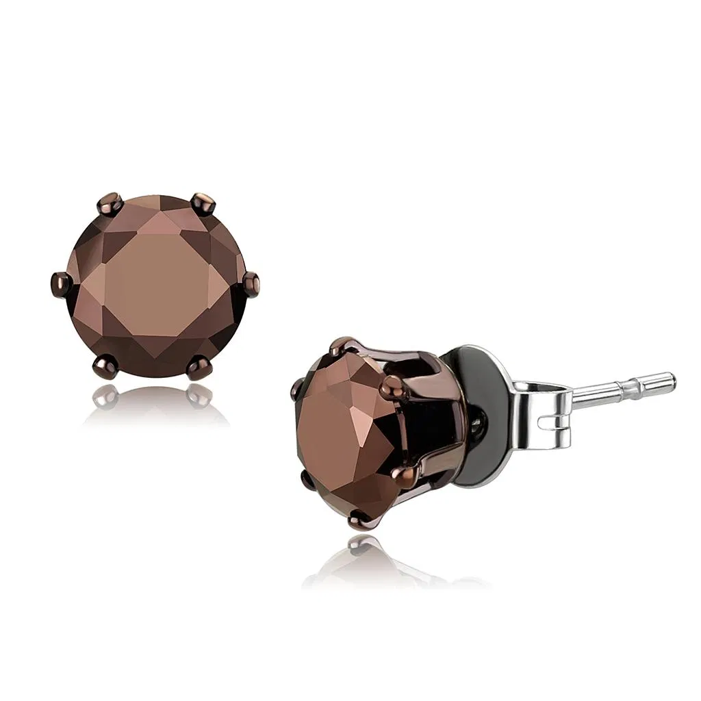 TK2587 - Zwei Tone IP Light Brown (IP Light Coffee) Edelstahl Ohrringe mit AAA-Klasse CZ in Light Coffee
