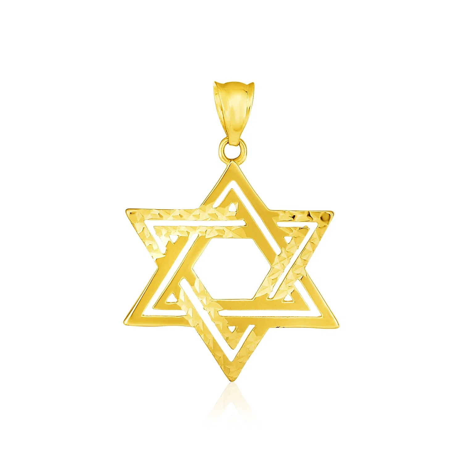 14 Karat Gelbgold Textured Star of David Anhänger