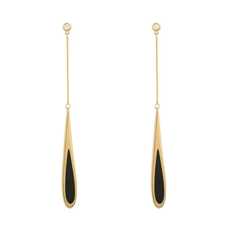 Elegant Tassel Black Drop Ohrringe für Frauen