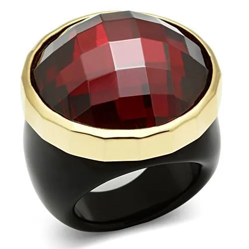 LOS525 - Gold 925 Sterling Silber Ring mit AAA Grad CZ in Granat