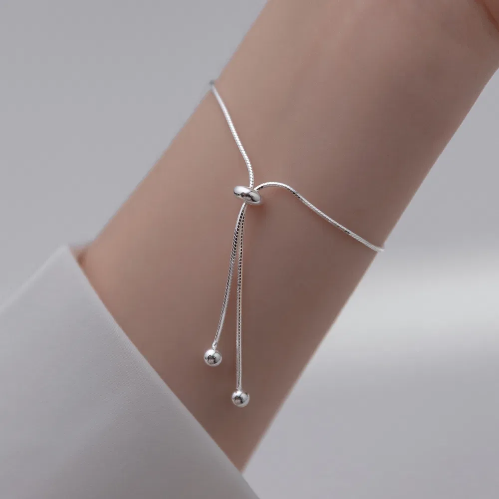 Silberperlen Schlange Knochen Armband verstellbar