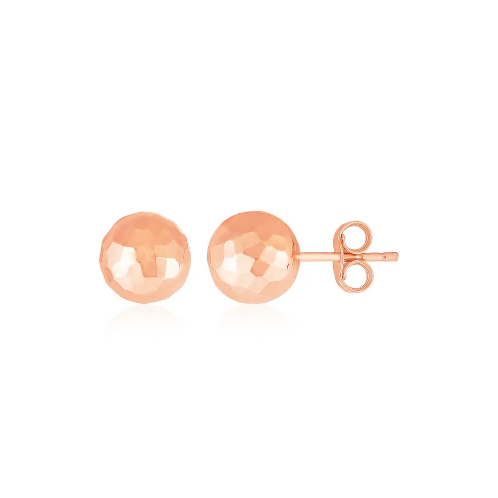 14 Karat Rose Gold Ball Ohrringe mit facettenreicher Textur (5 mm)