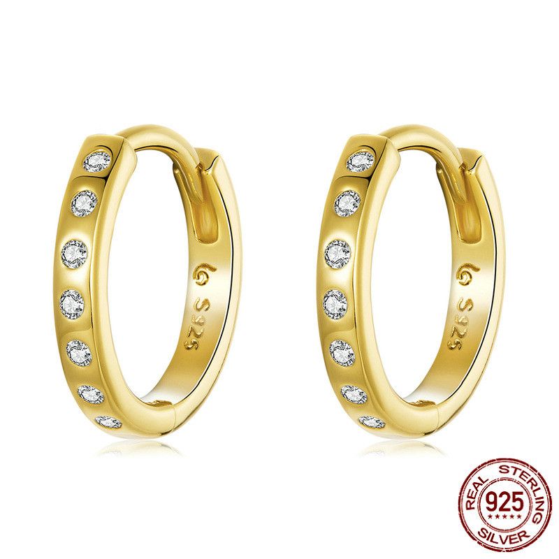 Damen Zircon Stud Ohrringe S925 Silber Simple Mode