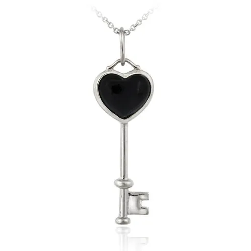 Sterling Silber Designer inspiriert Onyx Schlüssel Anhänger