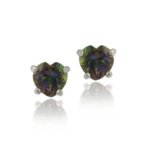 Sterling Silber 1ct Grün Mystic Topaz 5mm Herzen Stud Ohrringe
