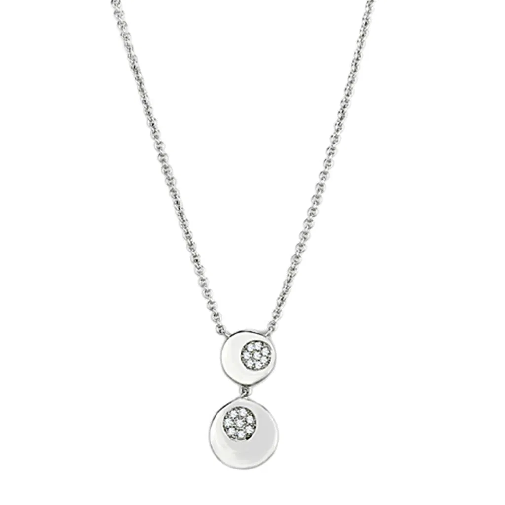 3W435 - Rhodium-Messing - Halskette mit AAA-Klasse CZ in Clear
