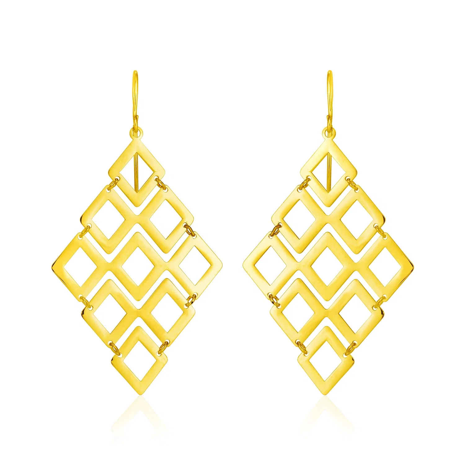 14 - Karat-Gold - Ohrringe mit polierten offenen Diamantenmotiven