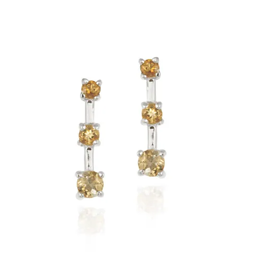Sterling Silber Echtes Citrine Vergangenheit Gegenwart Zukunft Ohrringe
