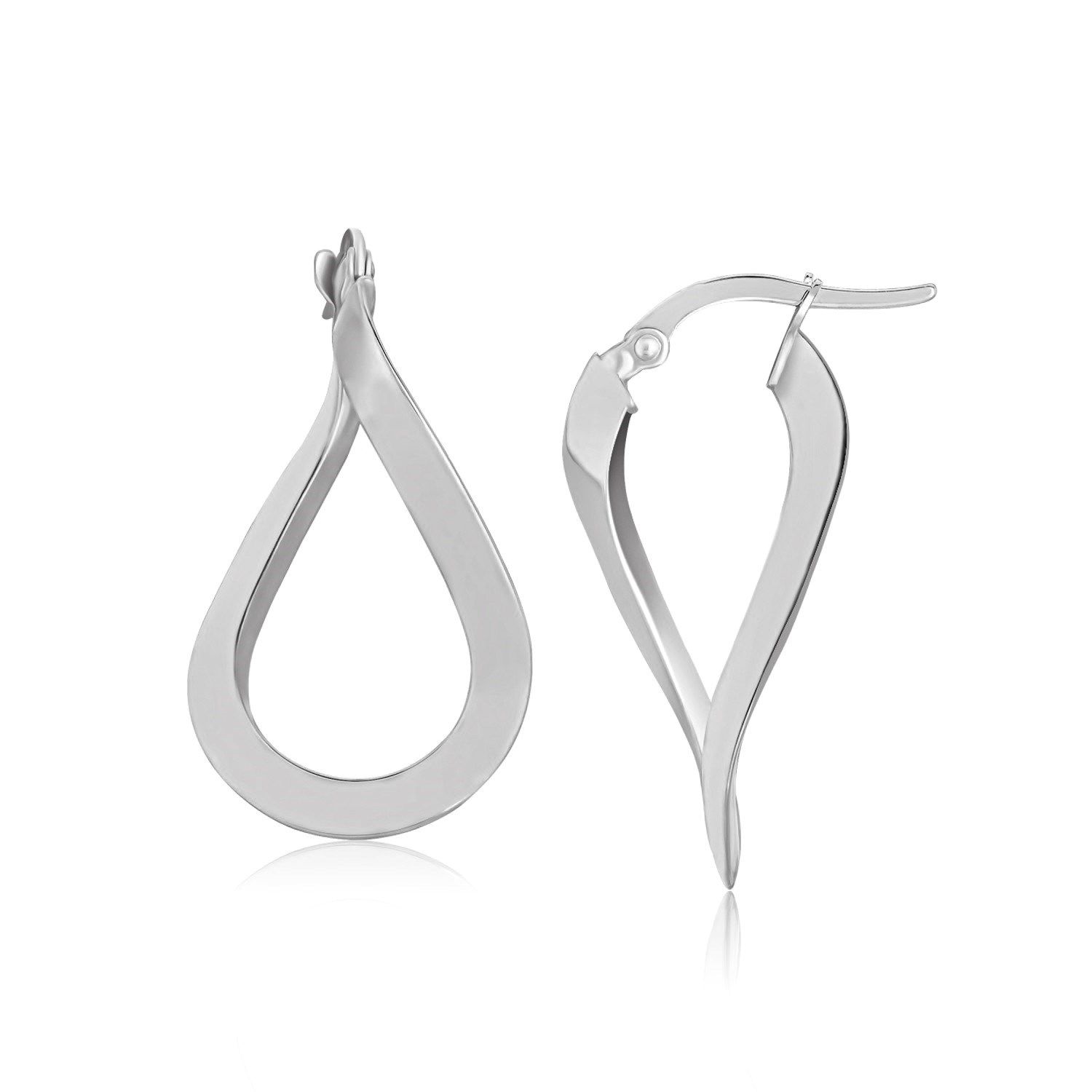 10 Karat Weißgold Twisted Freeform Hoop Ohrringe