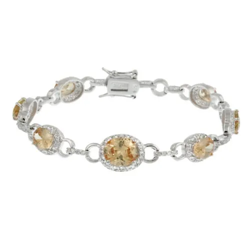 Sterling Silber Champagner CZ Oval Link Armband
