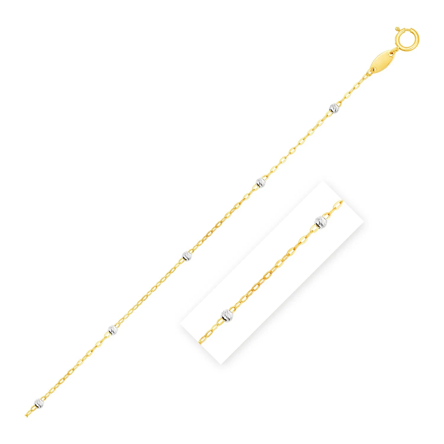 Diamond Cut Bead Links Anhängerkette in 14 Karat Zwei-Ton - Gold (3,5 mm)