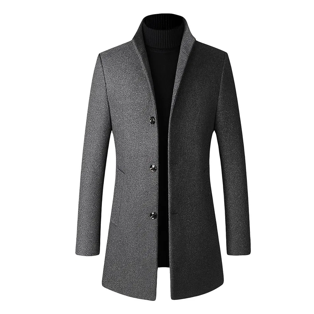 Männer Slim Fit Stand Collar Herbst Wolle Overcoat