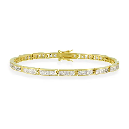 18 Karat Gold über Sterling Silber CZ Channel-Set Tennis Armband