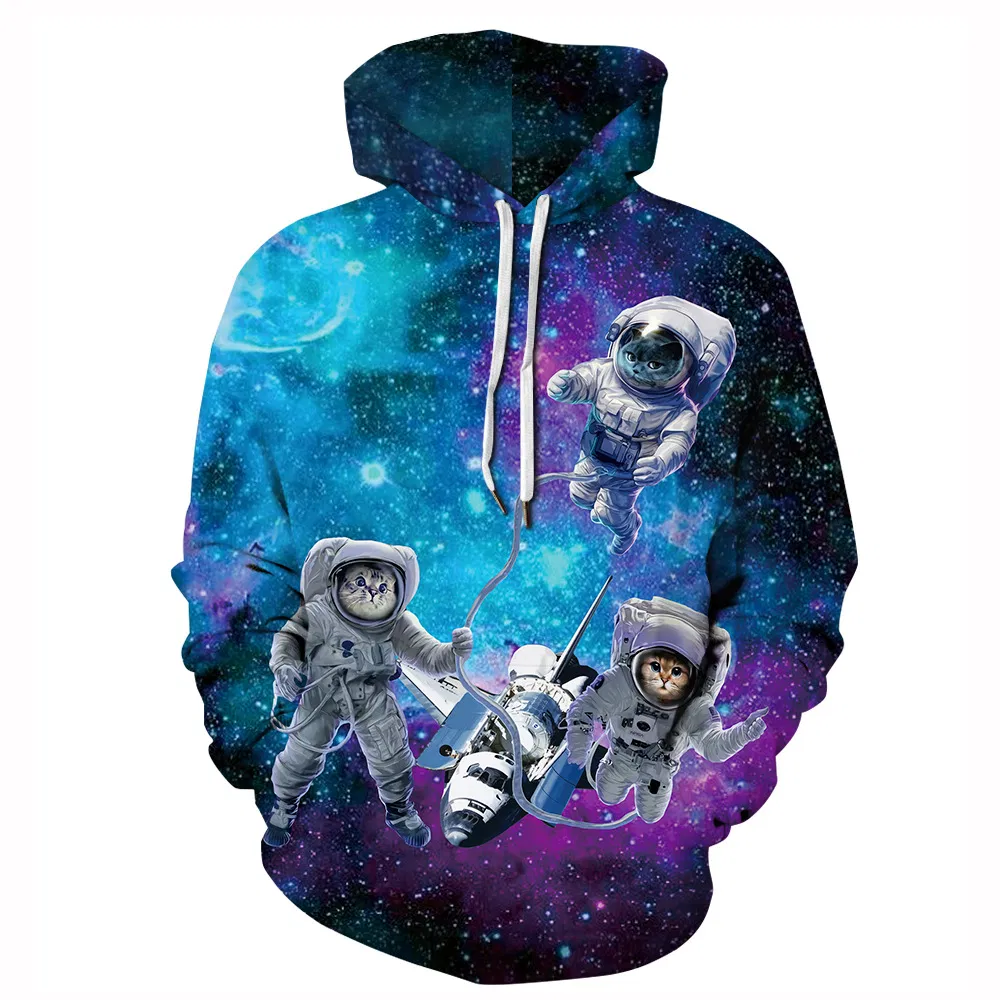 Männer 3D Novelty Hoodies Print Galaxy Pullover Sweatshirt Taschen