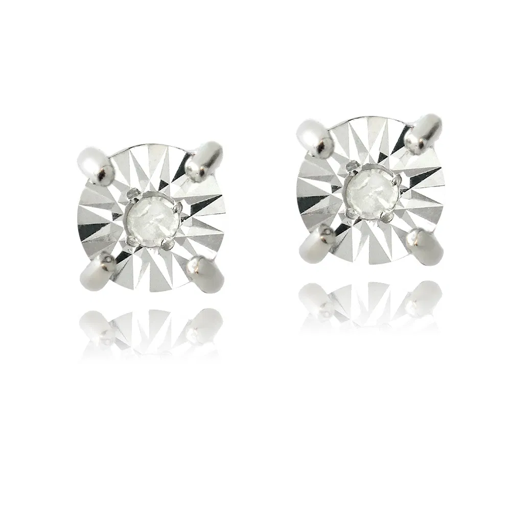 Sterling Silver Diamond Accent Illusion-Set Stud Ohrringe