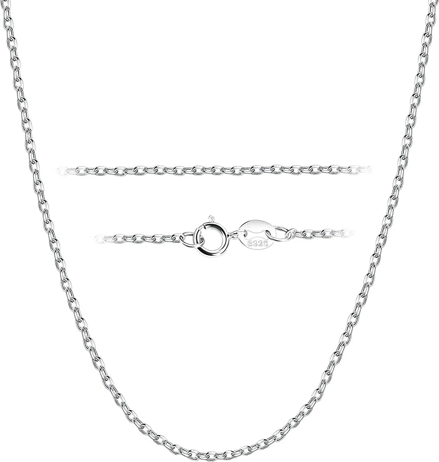 1.8MM 925 Sterling Silber Kette Halskette für Frauen Männer lange Kette Halskette Feine Kette für Anhänger Einzel Silber Kette Halskette 46cm
