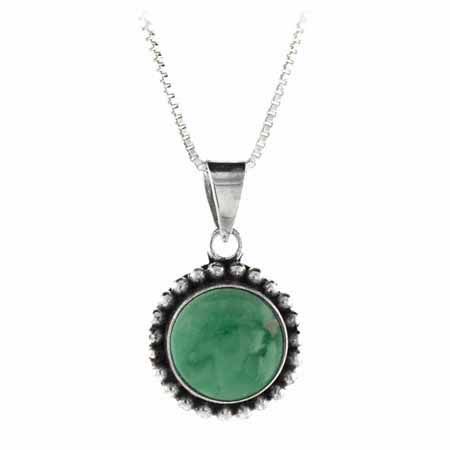 Sterling Silber Echt Variscite Stein Bali Perlen Kreis Anhänger